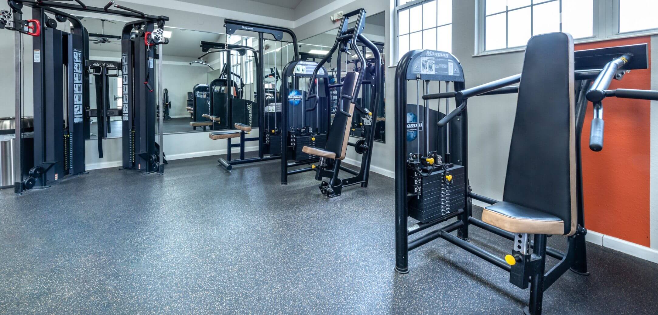 Fitness center with strength training machines