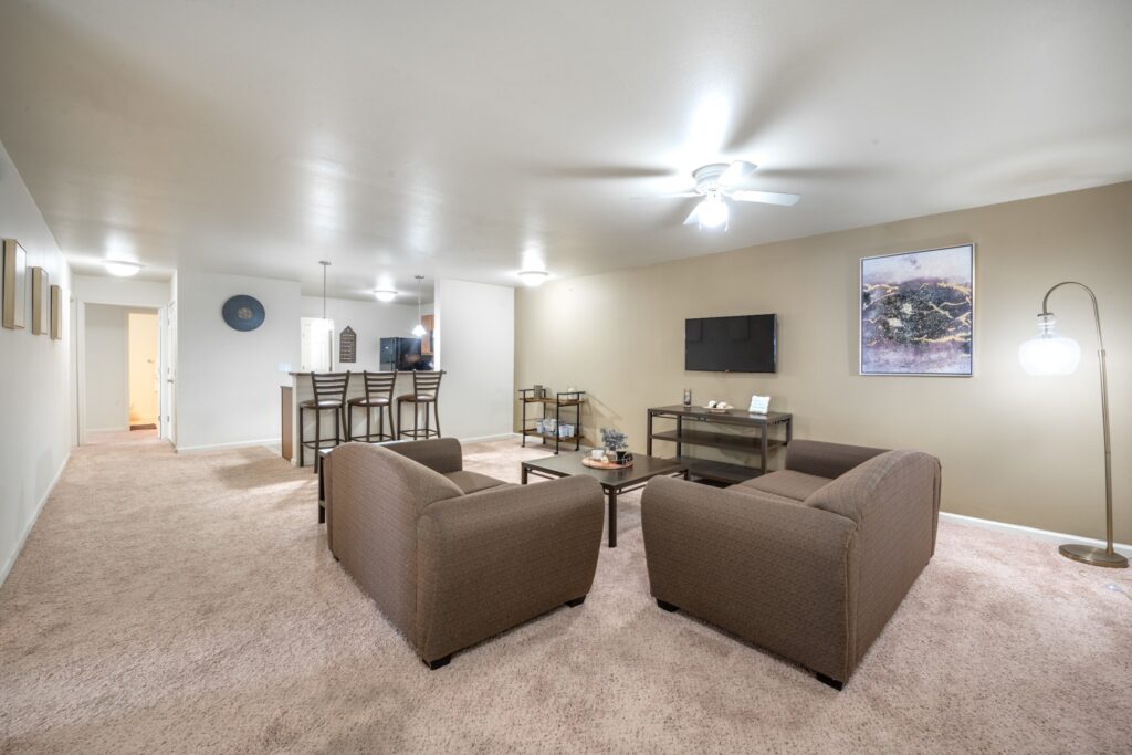 Living room with sofas and tables