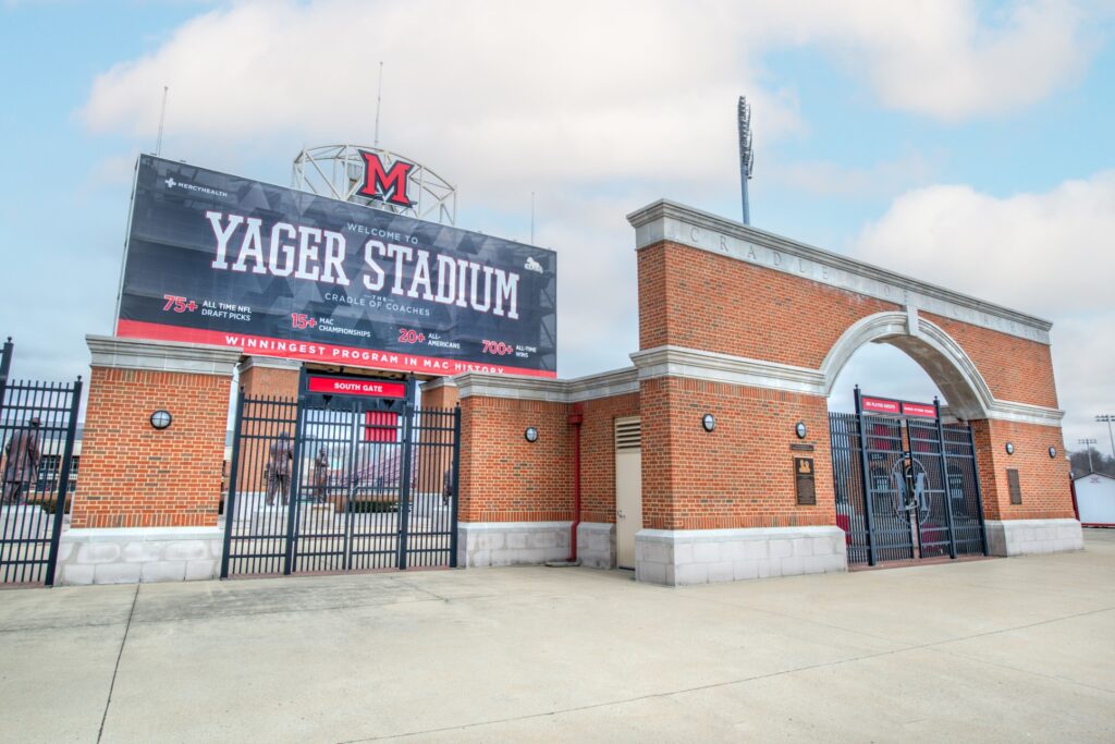 South gate entrance to Yager Stadium at Miami University